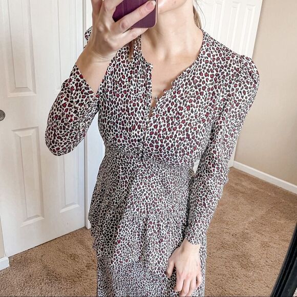 ALC Zandra Leopard Print Silk Midi Dress 6 - Picture 3 of 16